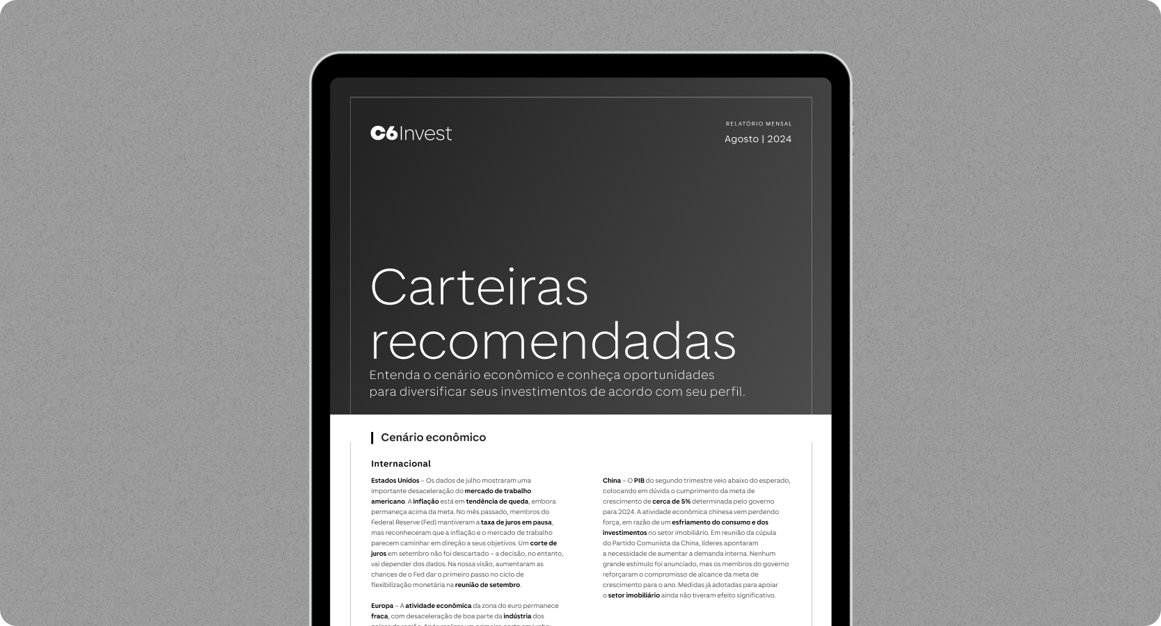 Tela aberta no PDF de Carteiras Recomendadas, produzido pela Carbon Asset