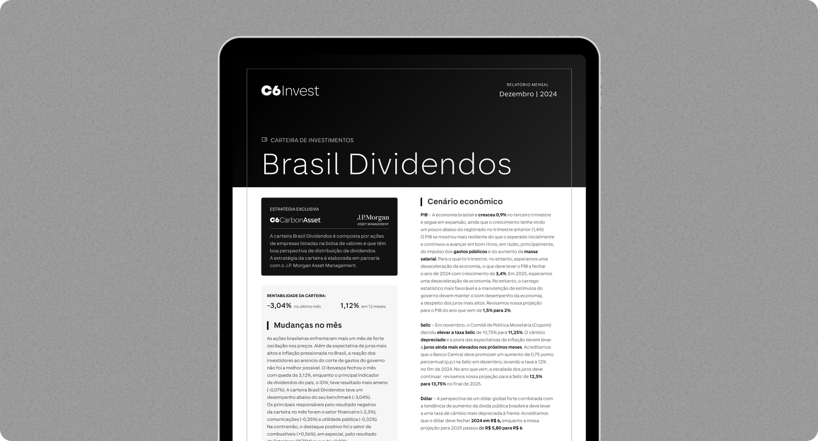 Imagem aberta no PDF de Carteiras de Ações, produzido pela Carbon Asset