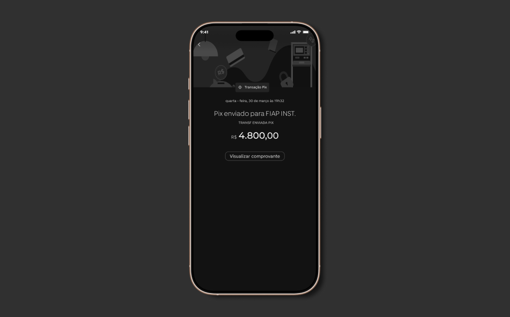 Print de tela do app do C6 Bank onde evidencia os detalhes de alguma compra presente na fatura, evidenciando o estabelecimento onde a compra foi realizada.